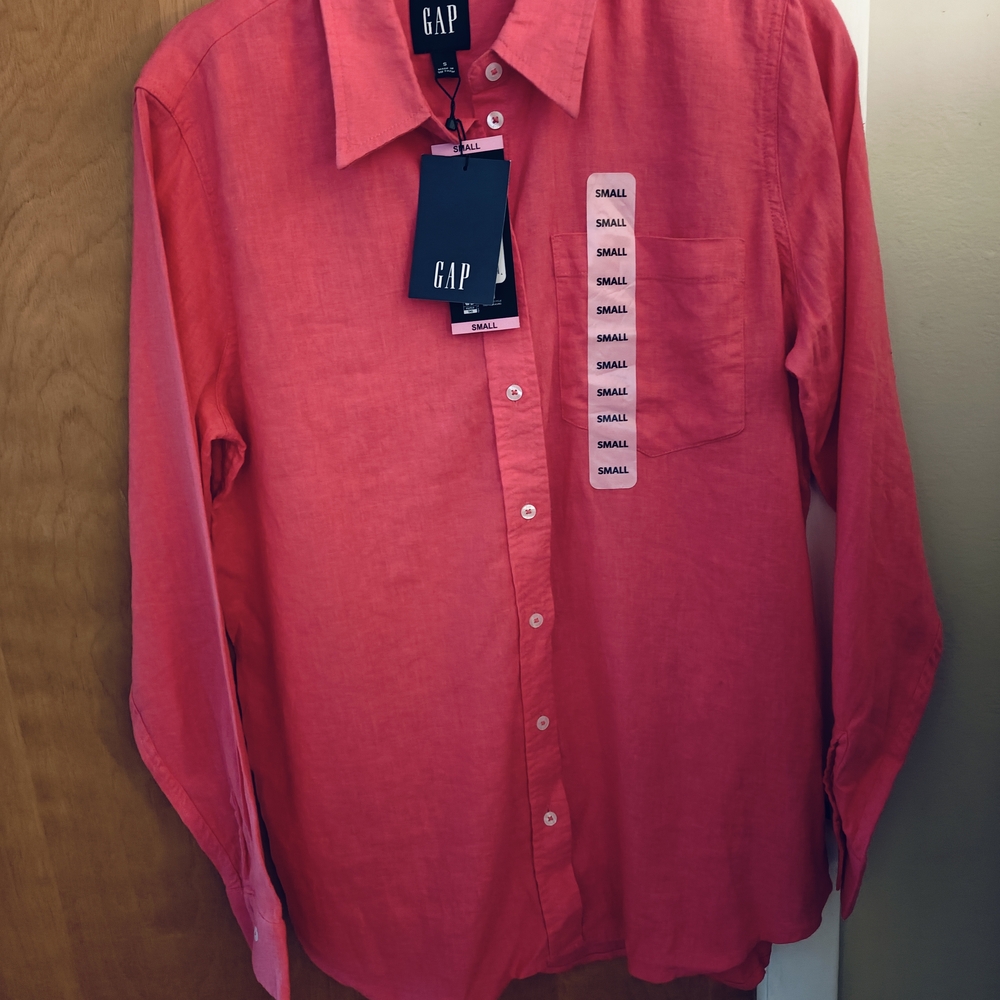 Gap Women's Linen Button Down Top Blouse Size Small Beetroot Pink Purple NWT